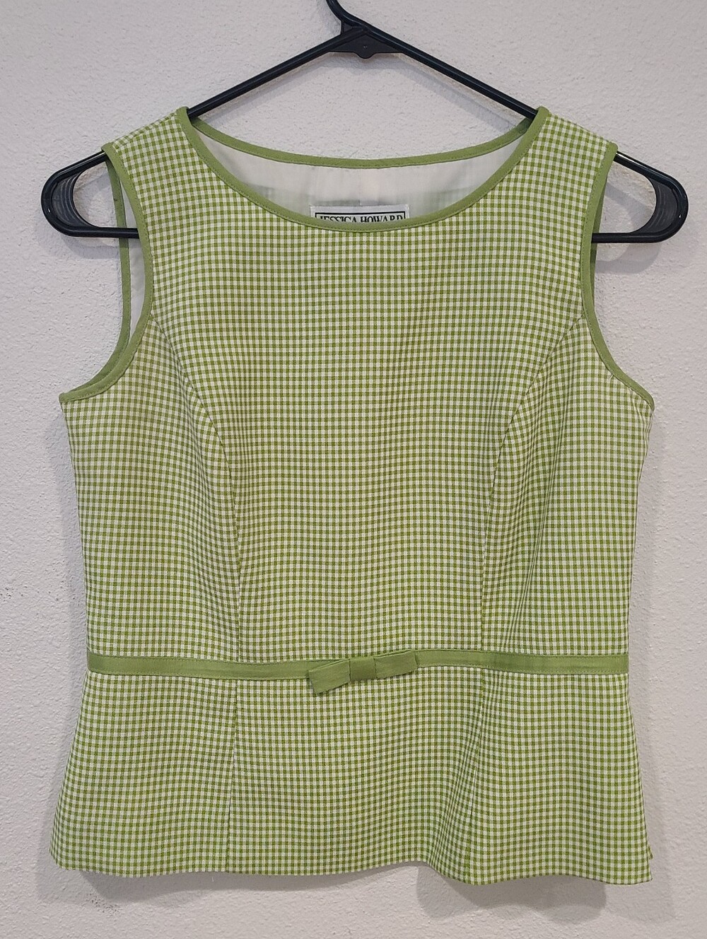 Jessica Howard Lime Green Gingham Sleeveless Top and Pants Set